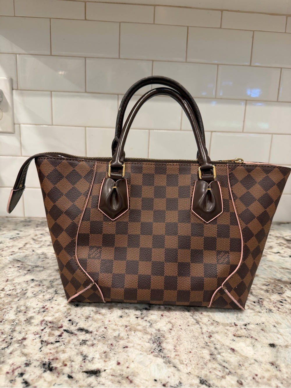 Louis Vuitton Damier Ebene Satchel with Pink Tag - Picture 10 of 16